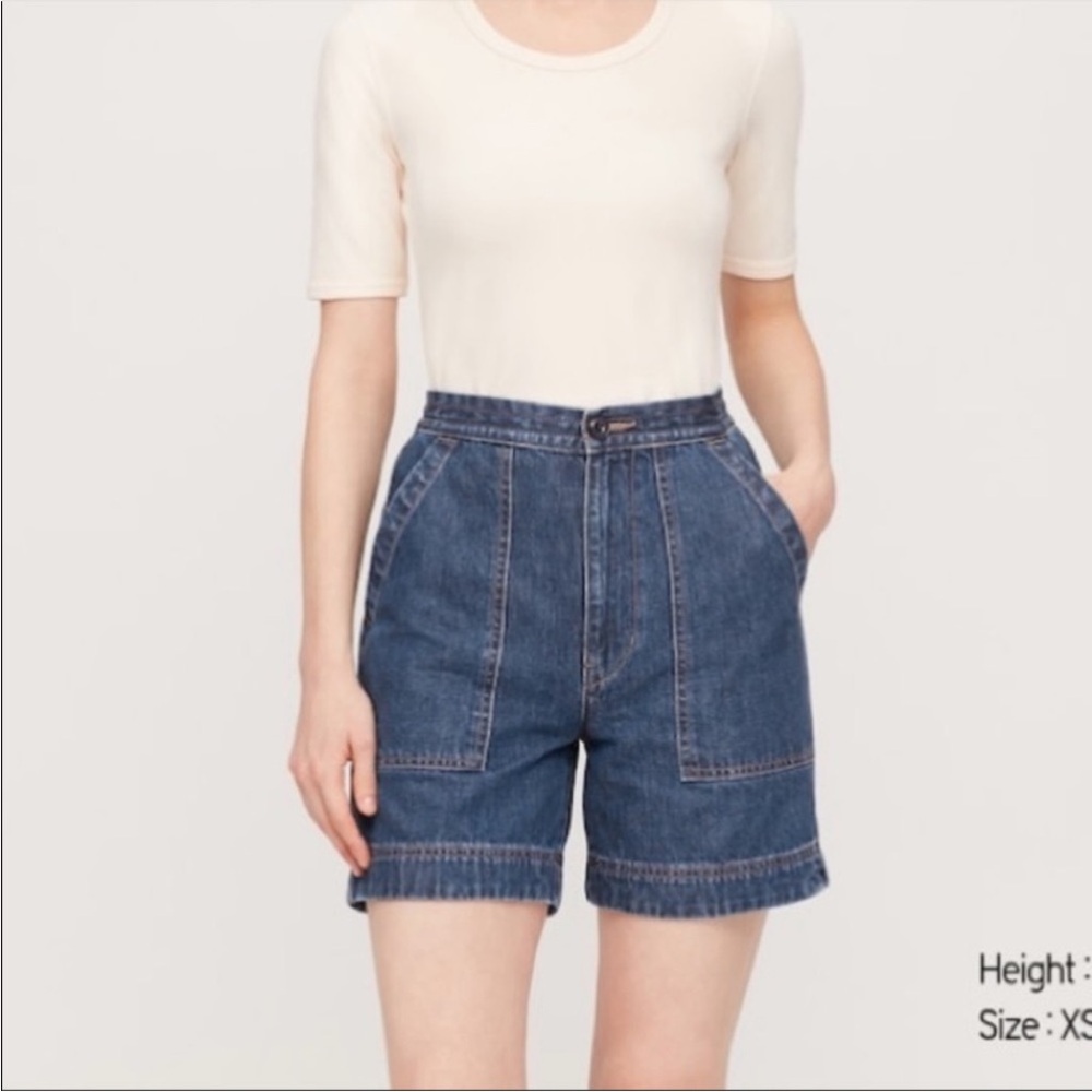 Uniqlo High Waist Denim Blue Women's Shorts